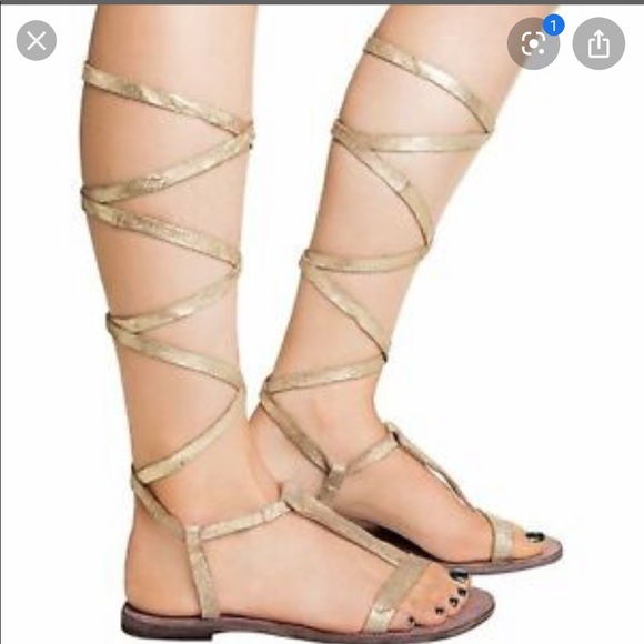 Free People Shoes - Free people wrap tie gladiator sandal gold
